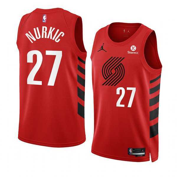 Mens Portland Trail Blazers #27 Jusuf Nurkic 2022-23 Red Statement Edition Swingman Stitched Basketball Jersey Dzhi->portland trailblazers->NBA Jersey